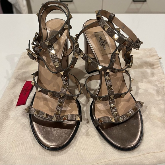 Valentino Rockstud Block Heel Sandals - Picture 1 of 7